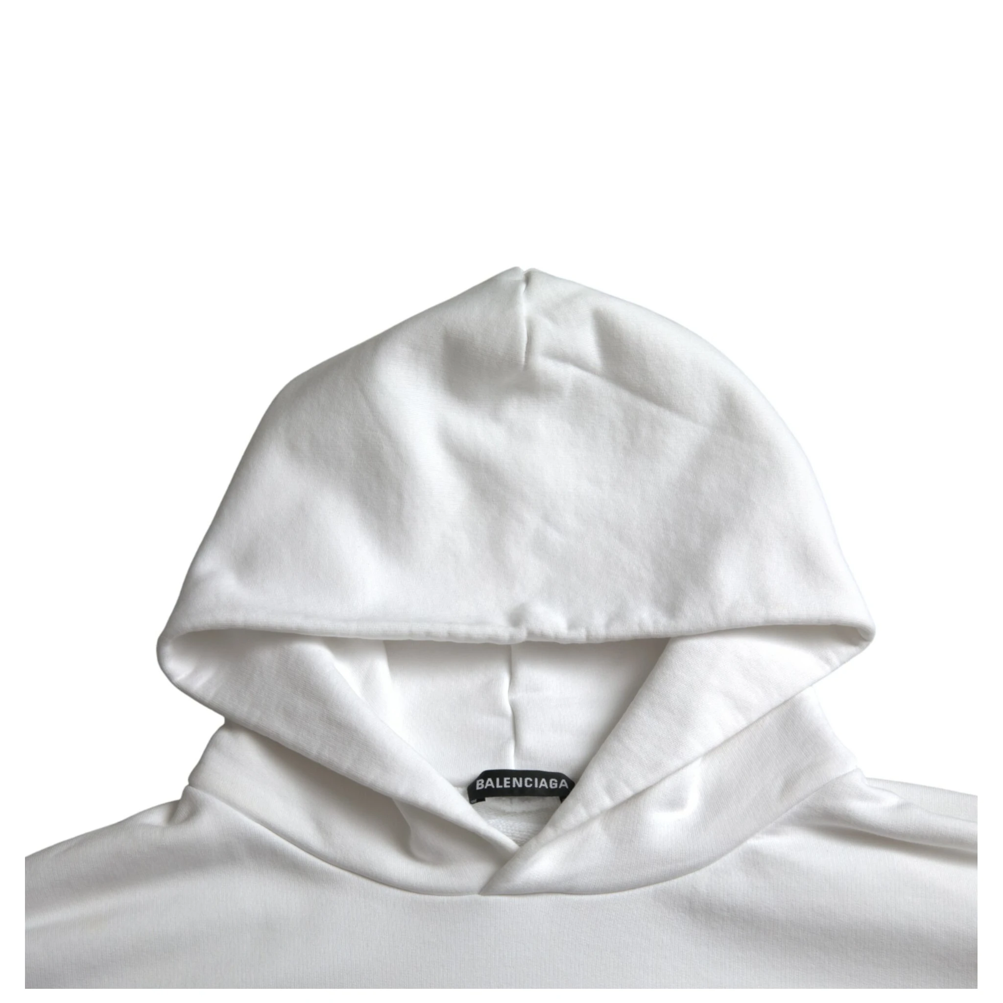 White Cotton Logo Hooded Pullover Sweatshirt Sweater