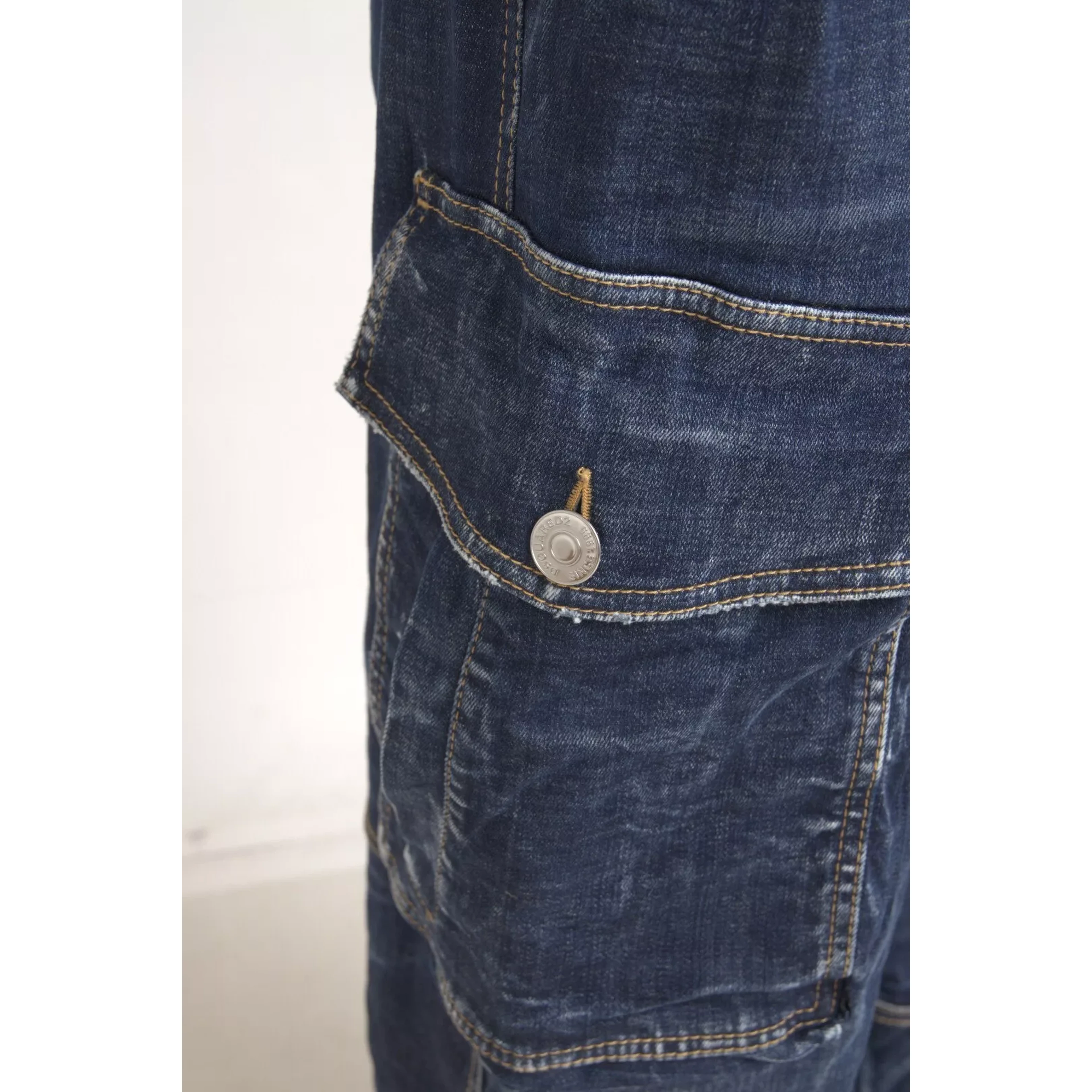 Blue High Waist Cotton Cargo Baggy Denim Jeans