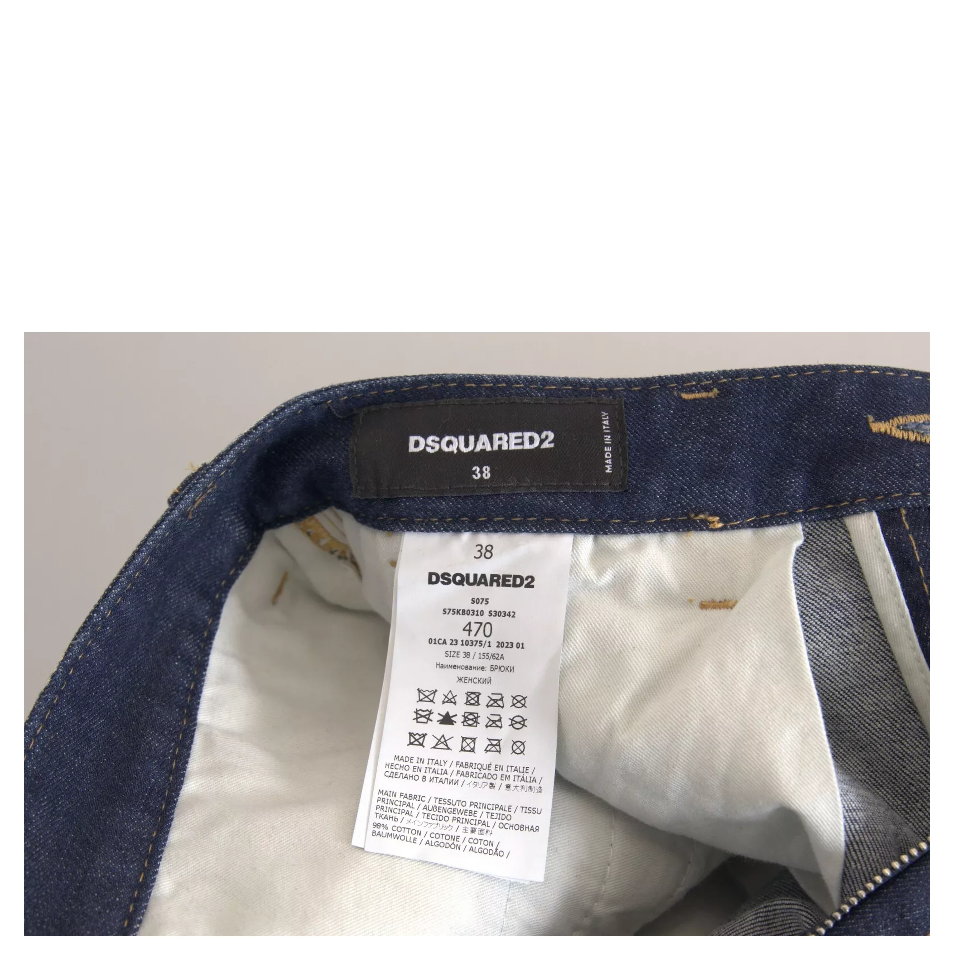 Blue High Waist Cotton Cargo Baggy Denim Jeans