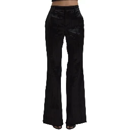 Black Viscose Super Flare High Waist Pants