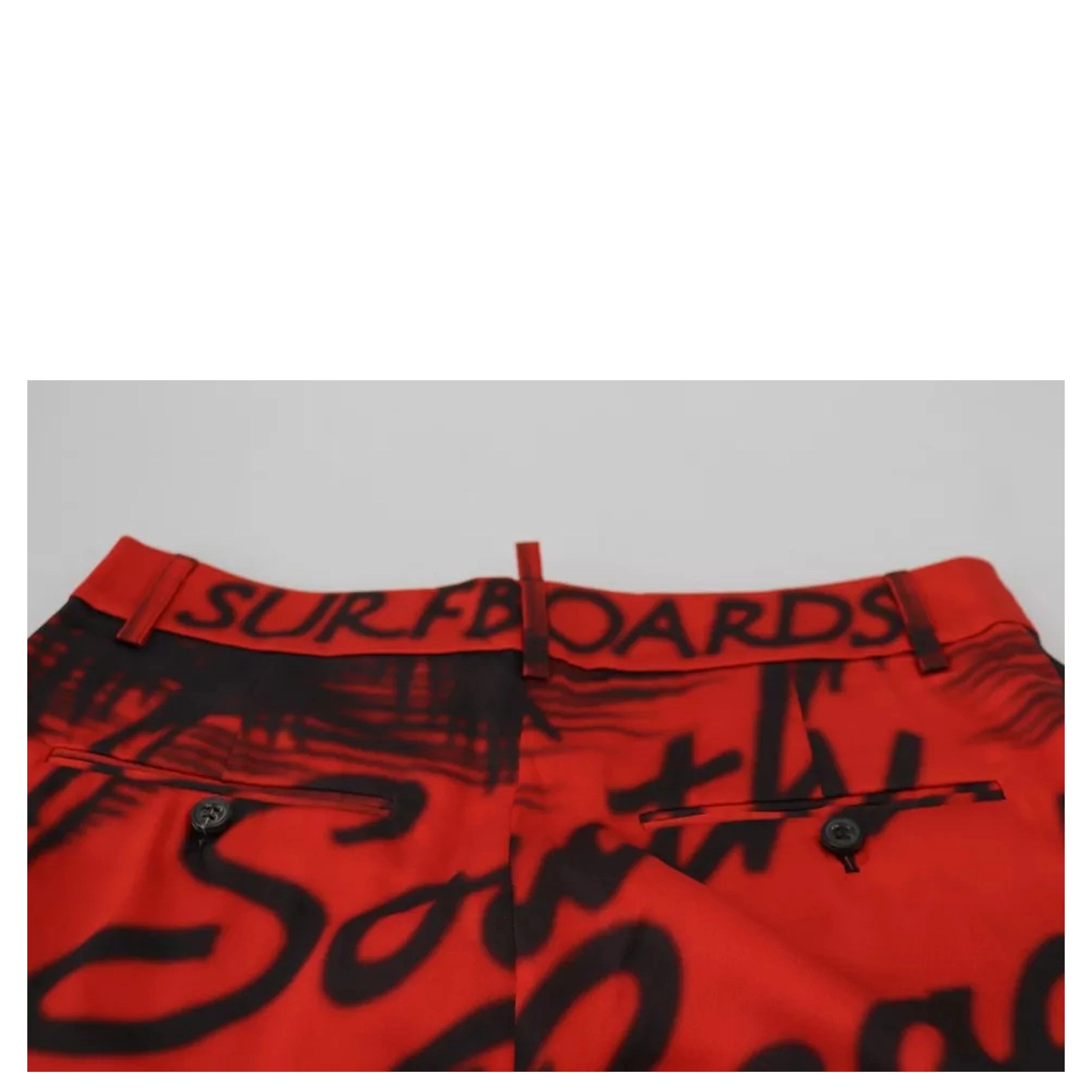 Red Printed High Waist Wide Leg Cropped Pants
