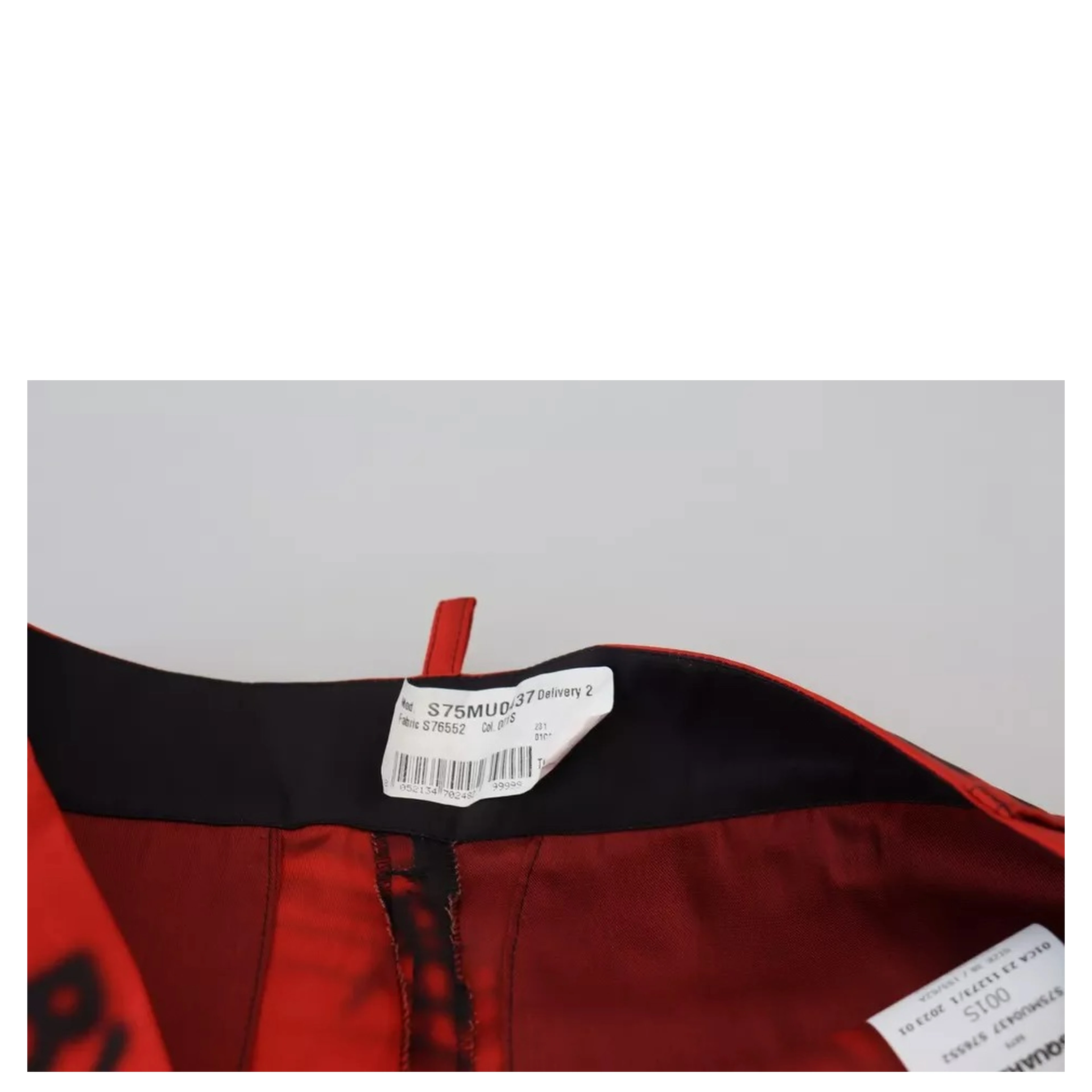 Red Printed High Waist Wide Leg Cropped Pants