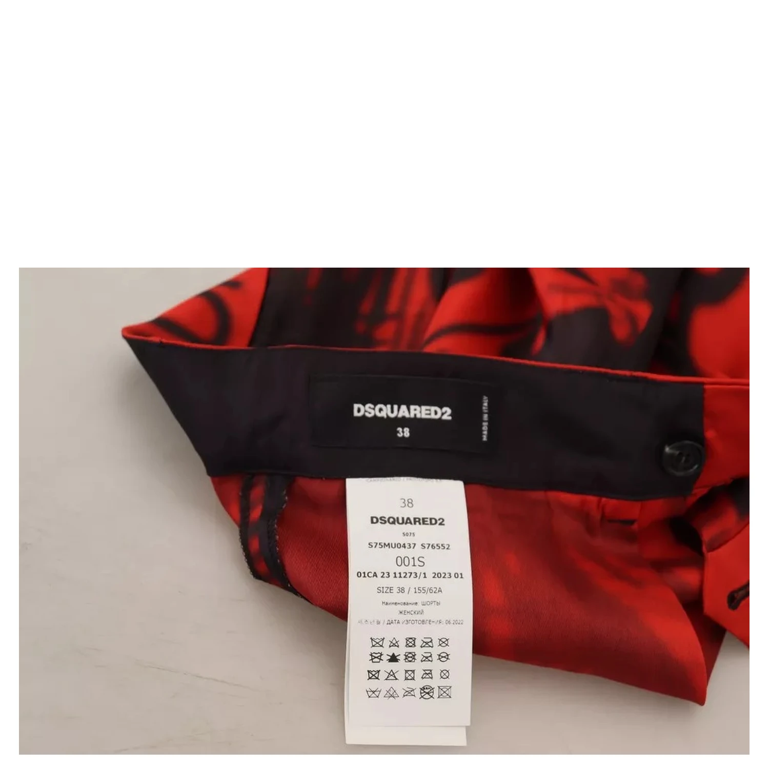 Red Printed High Waist Wide Leg Cropped Pants
