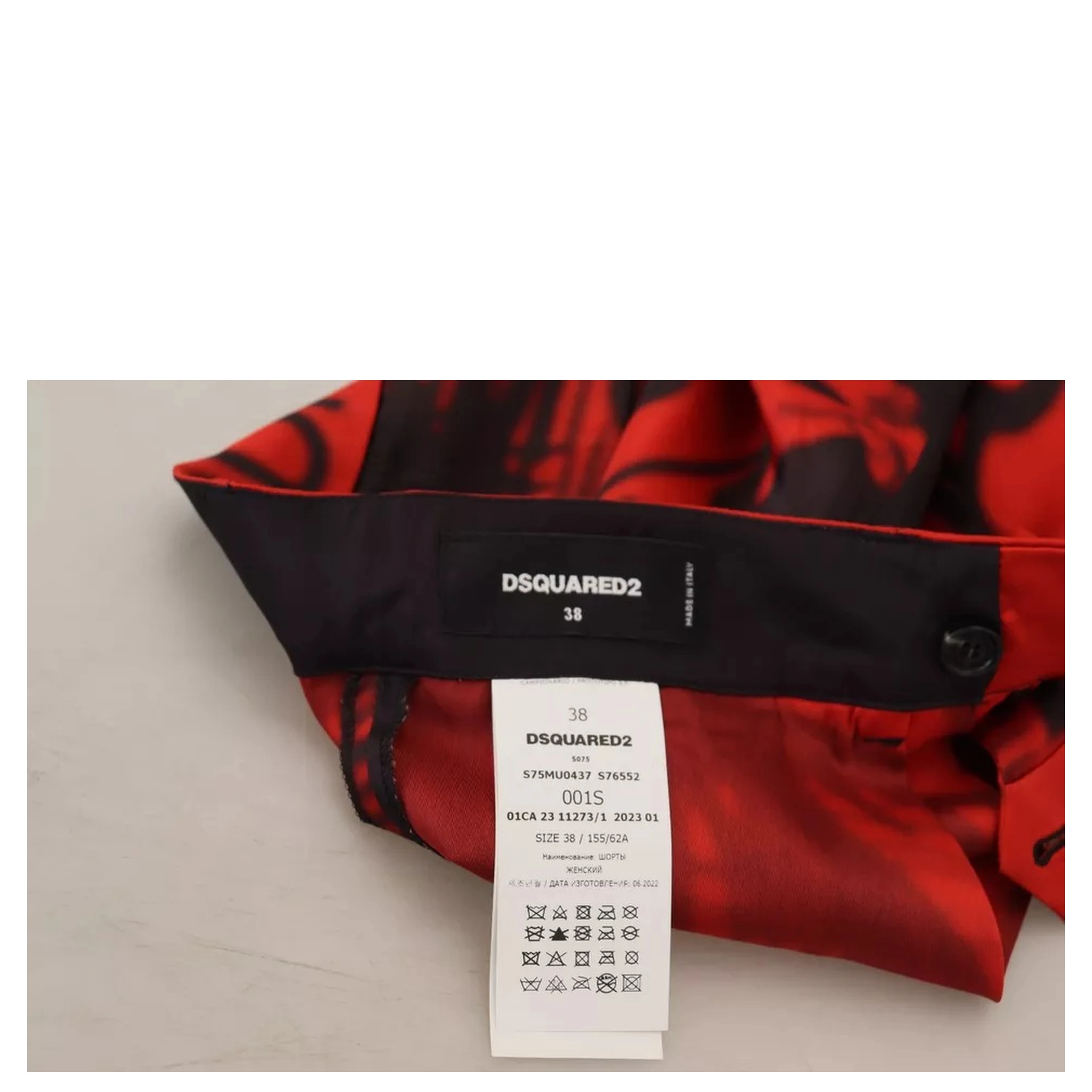 Red Printed High Waist Wide Leg Cropped Pants