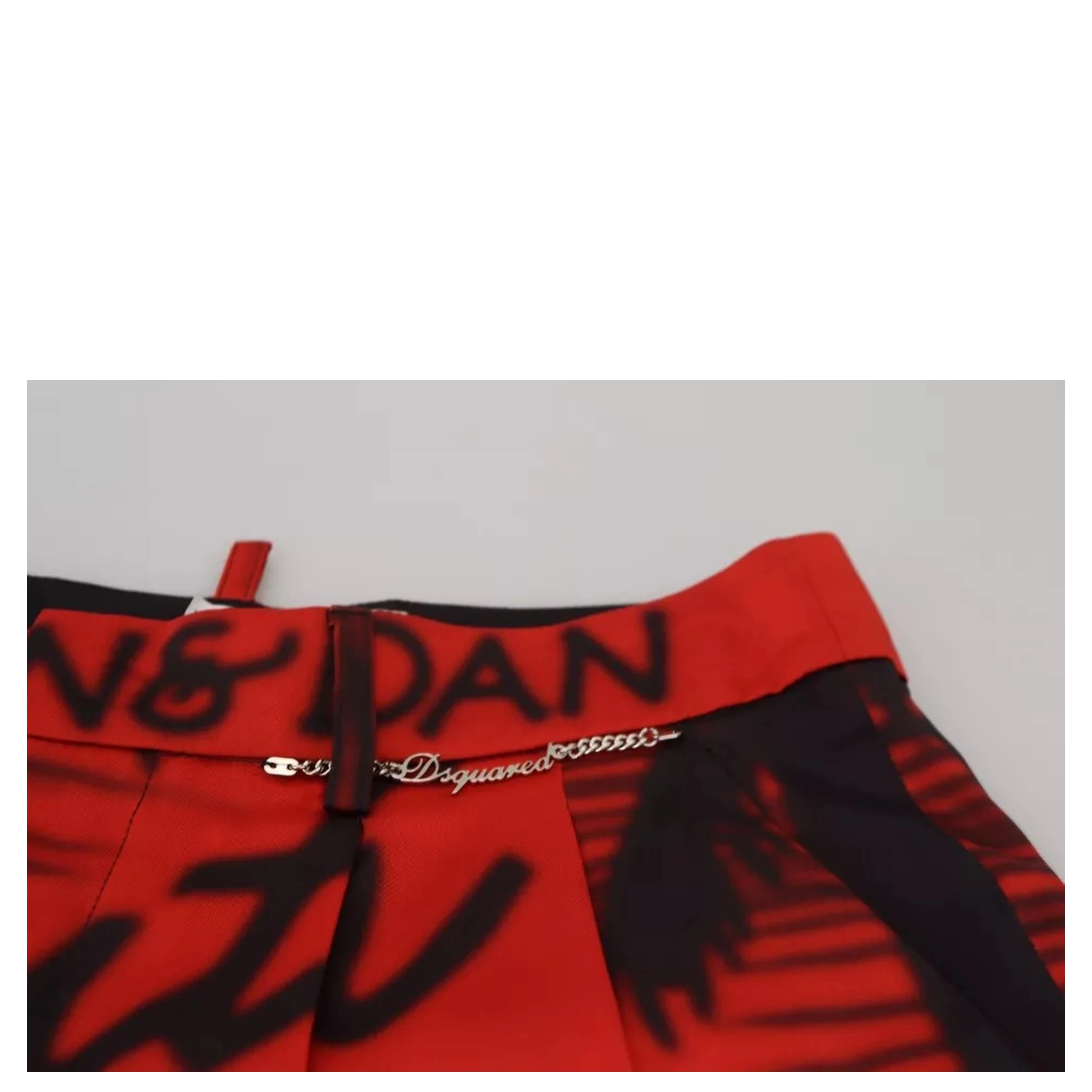 Red Printed High Waist Wide Leg Cropped Pants