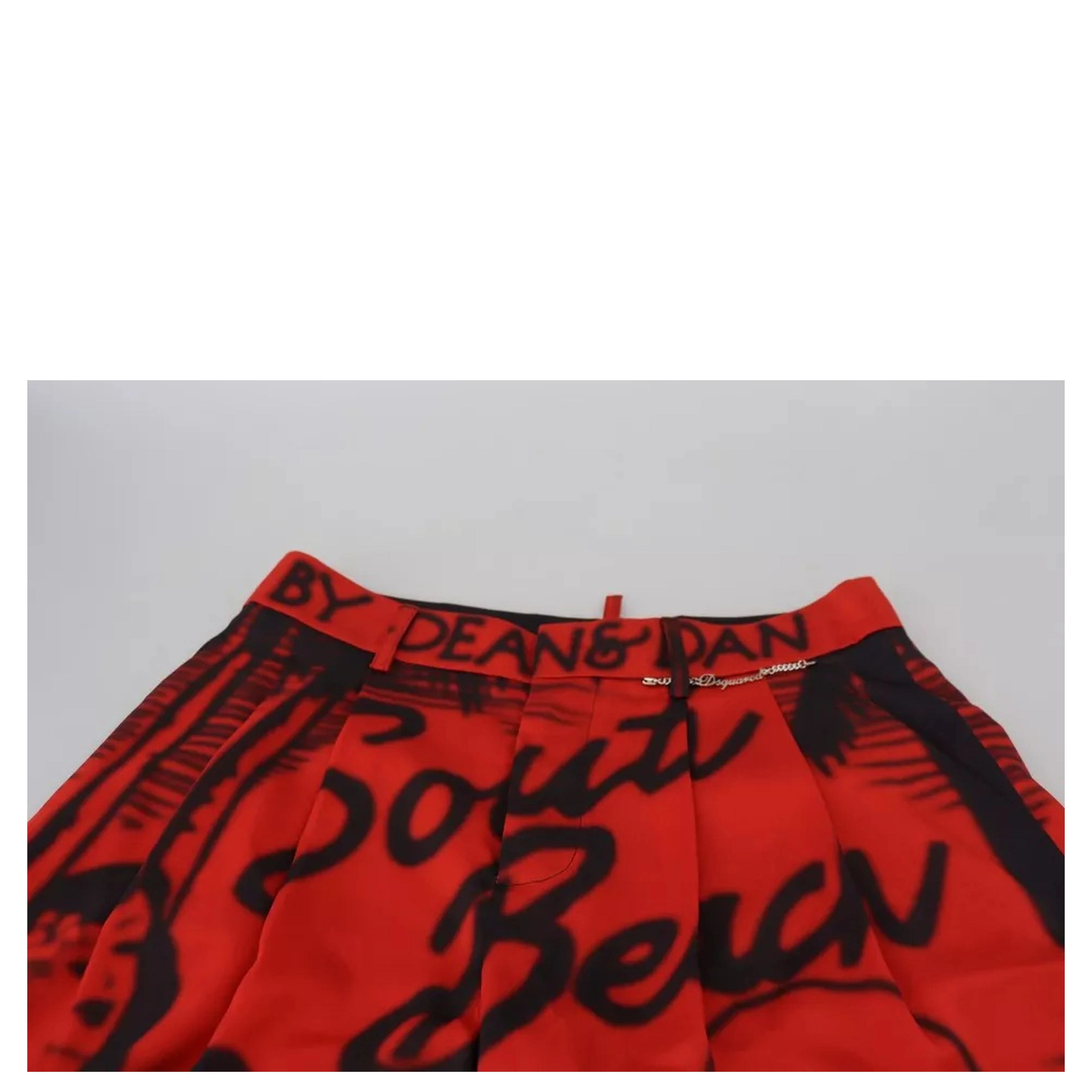 Red Printed High Waist Wide Leg Cropped Pants