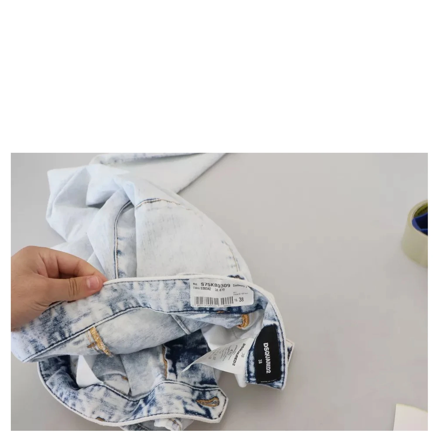 Light Blue Cotton High Waist Straight Denim Jeans