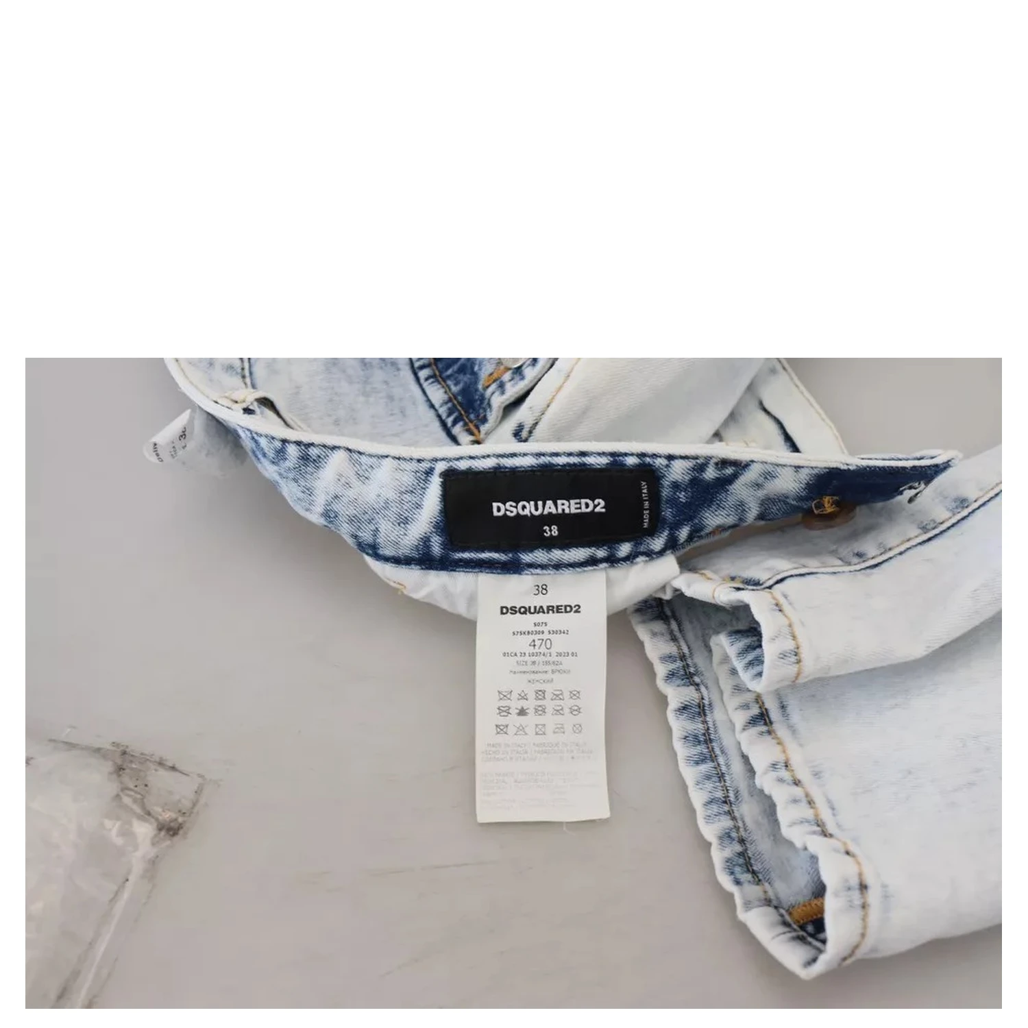 Light Blue Cotton High Waist Straight Denim Jeans