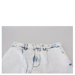 Light Blue Cotton High Waist Straight Denim Jeans
