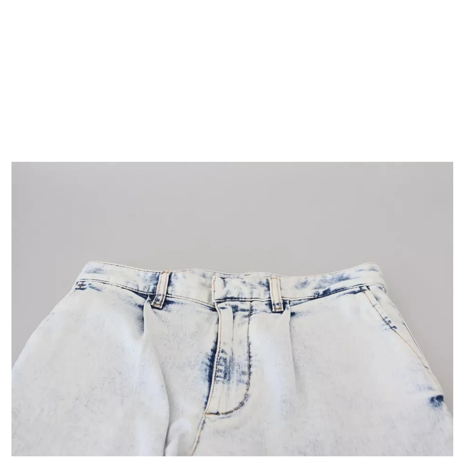 Light Blue Cotton High Waist Straight Denim Jeans