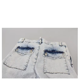 Light Blue Cotton High Waist Straight Denim Jeans