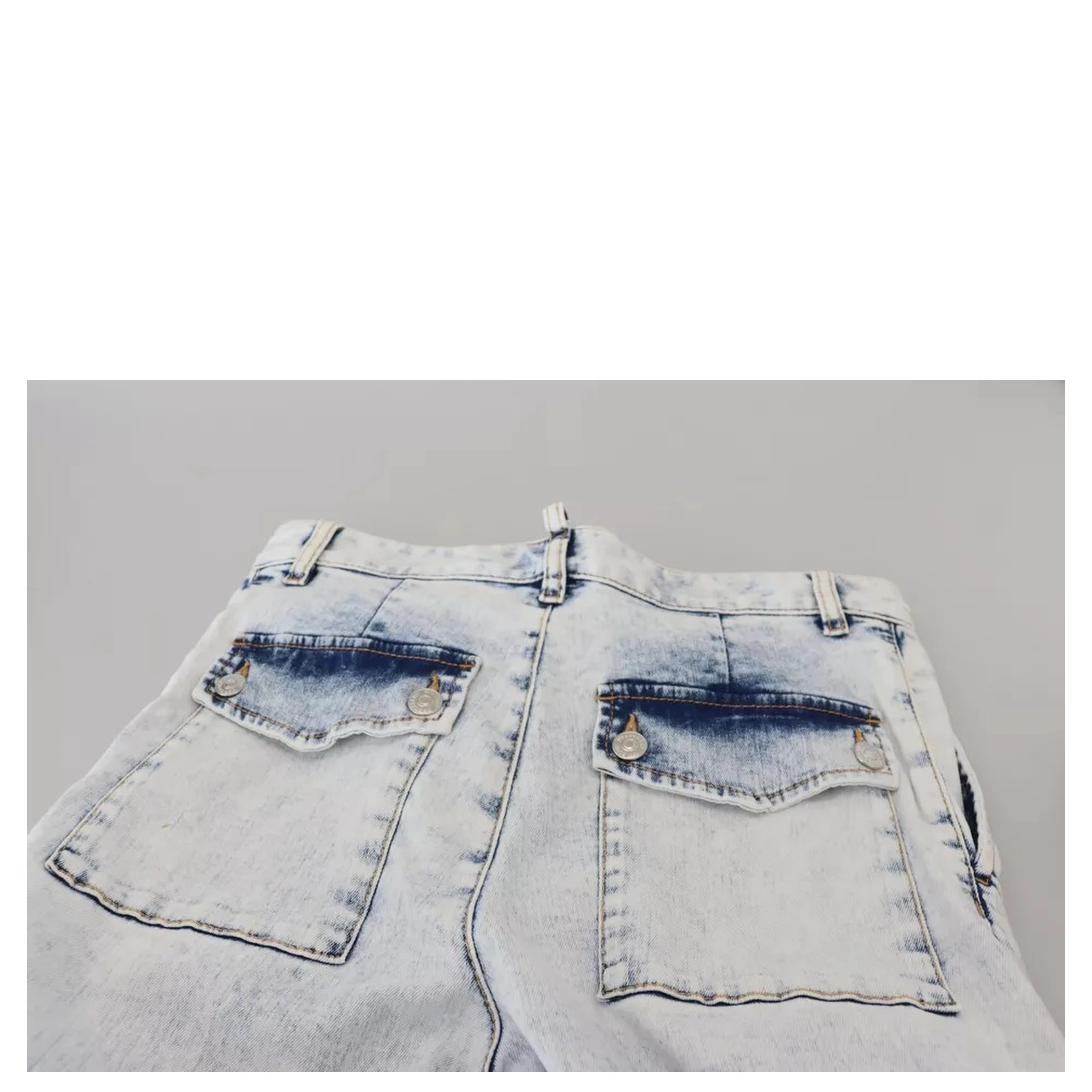 Light Blue Cotton High Waist Straight Denim Jeans