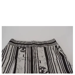 Gray Black Stripes Mid Waist A-line Mini Skirt