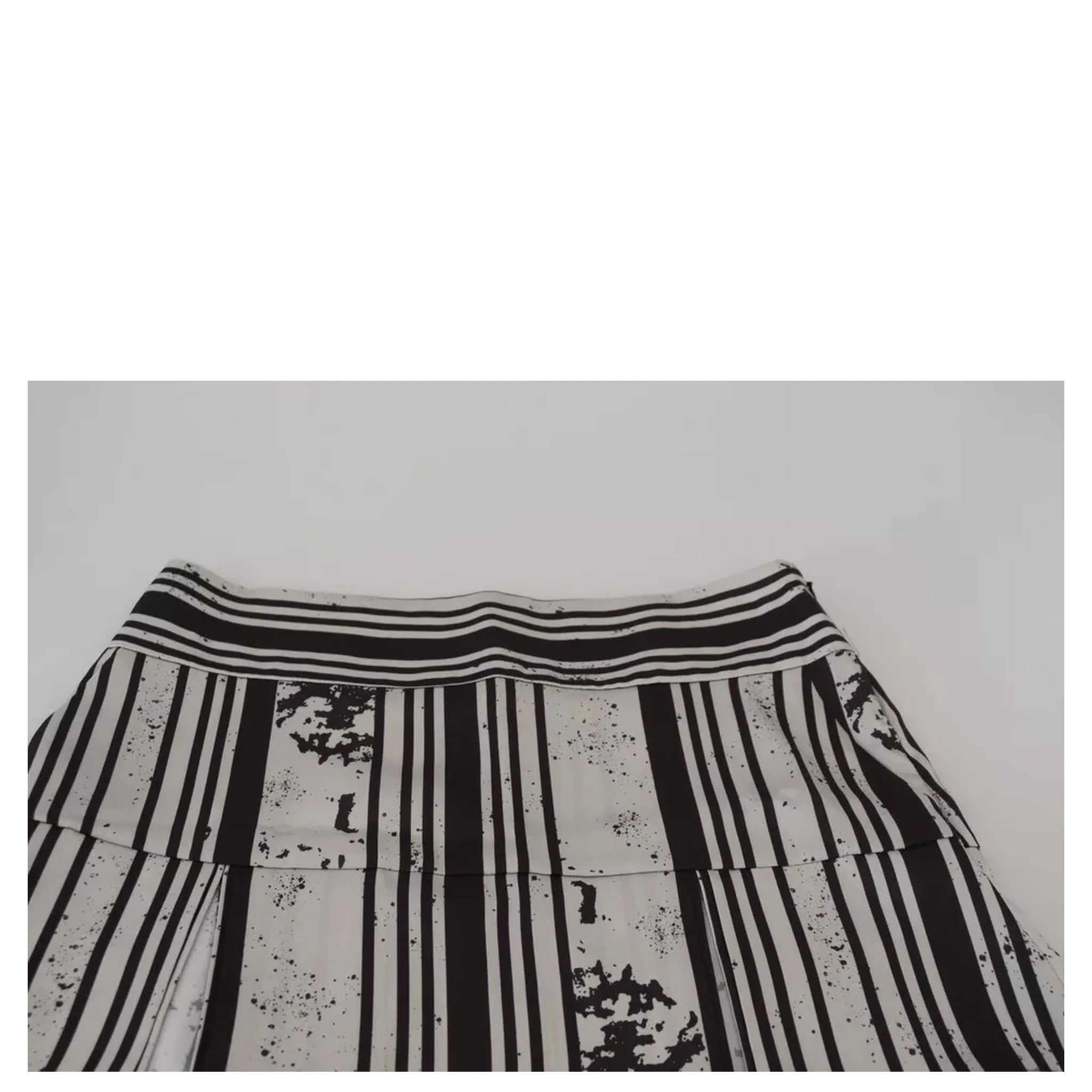 Gray Black Stripes Mid Waist A-line Mini Skirt