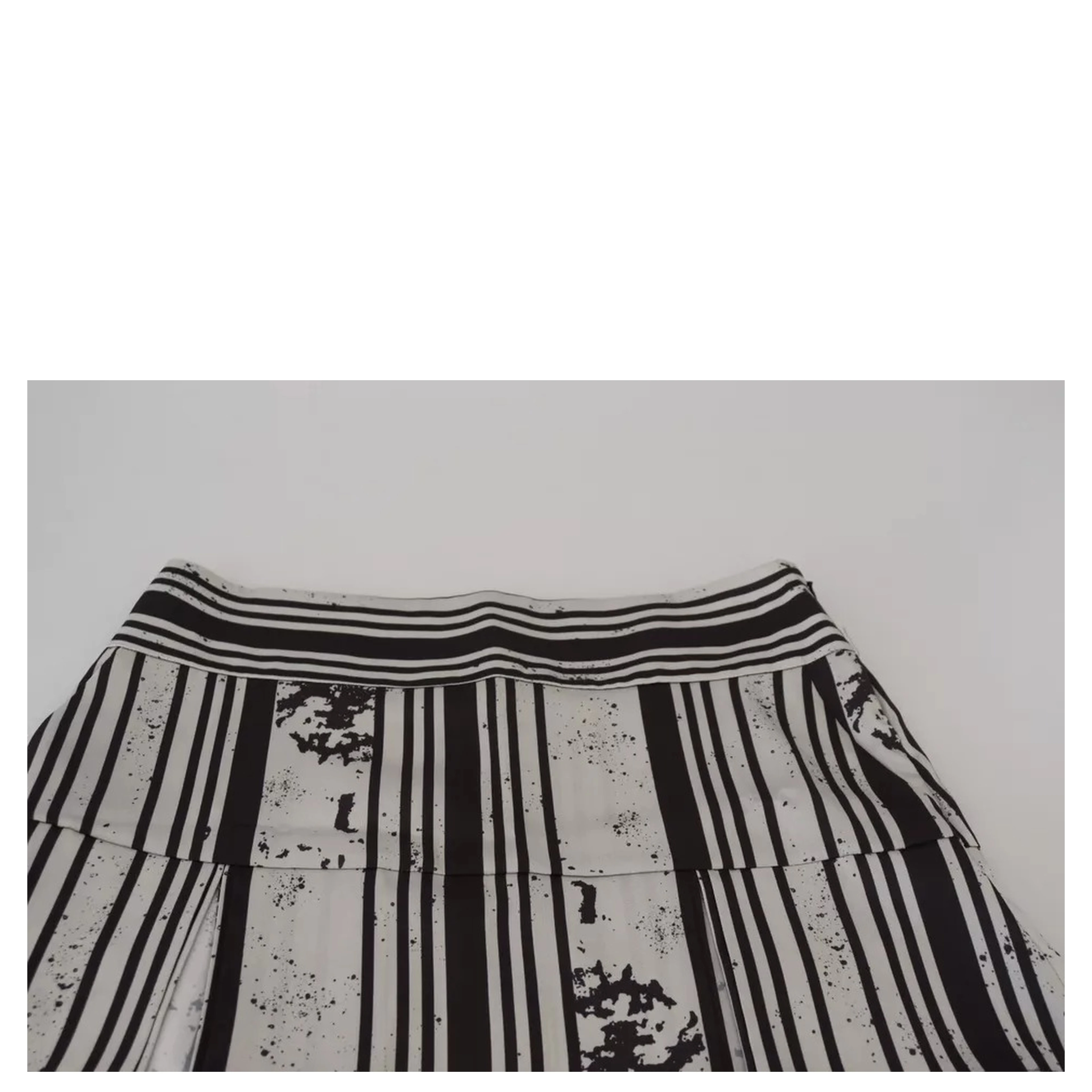 Gray Black Stripes Mid Waist A-line Mini Skirt