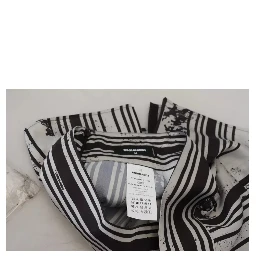 Gray Black Stripes Mid Waist A-line Mini Skirt