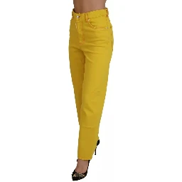 Yellow Cotton High Waist Straight Denim Boston Jeans