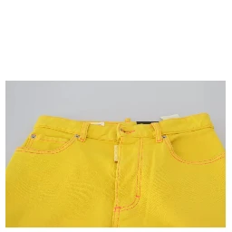 Yellow Cotton High Waist Straight Denim Boston Jeans