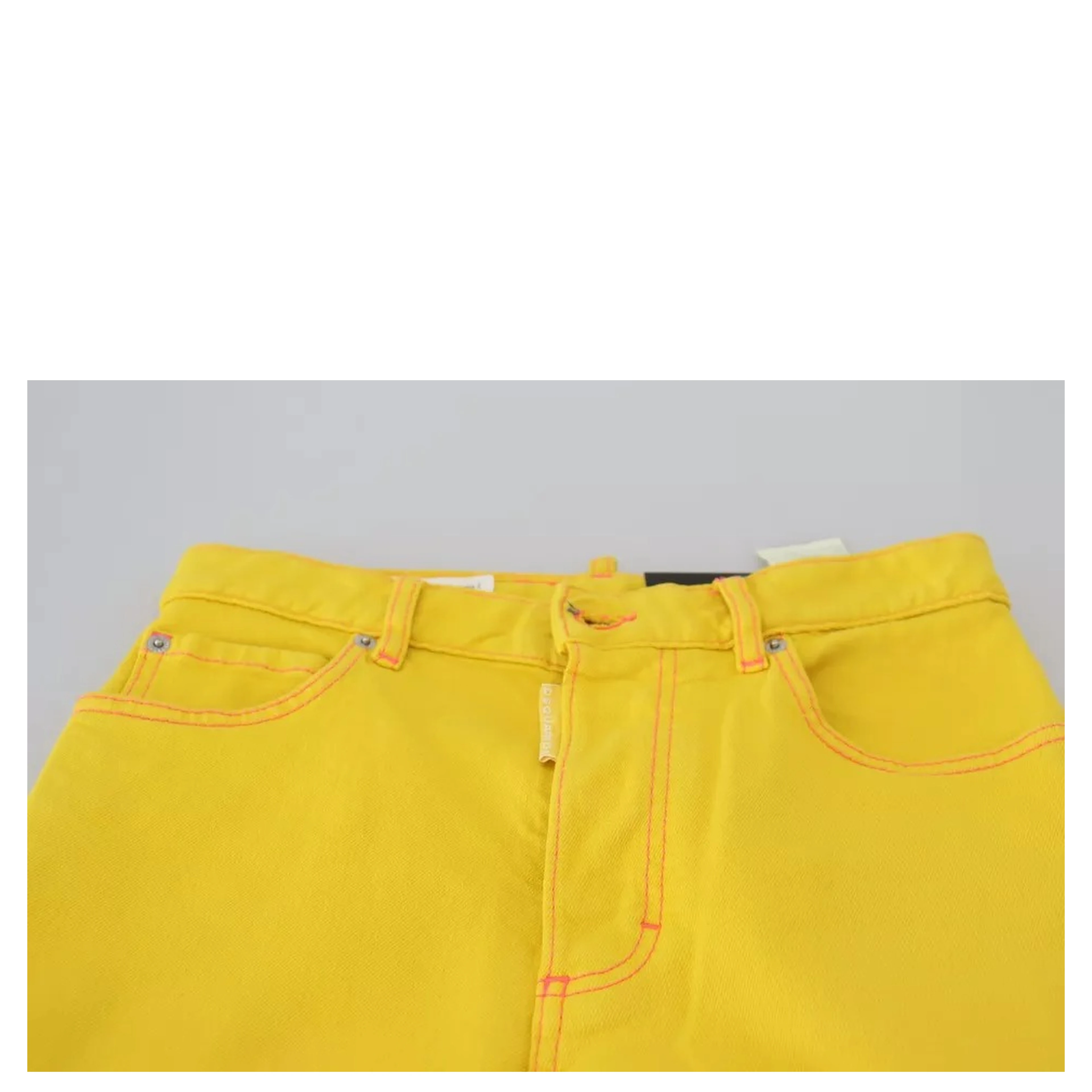 Yellow Cotton High Waist Straight Denim Boston Jeans