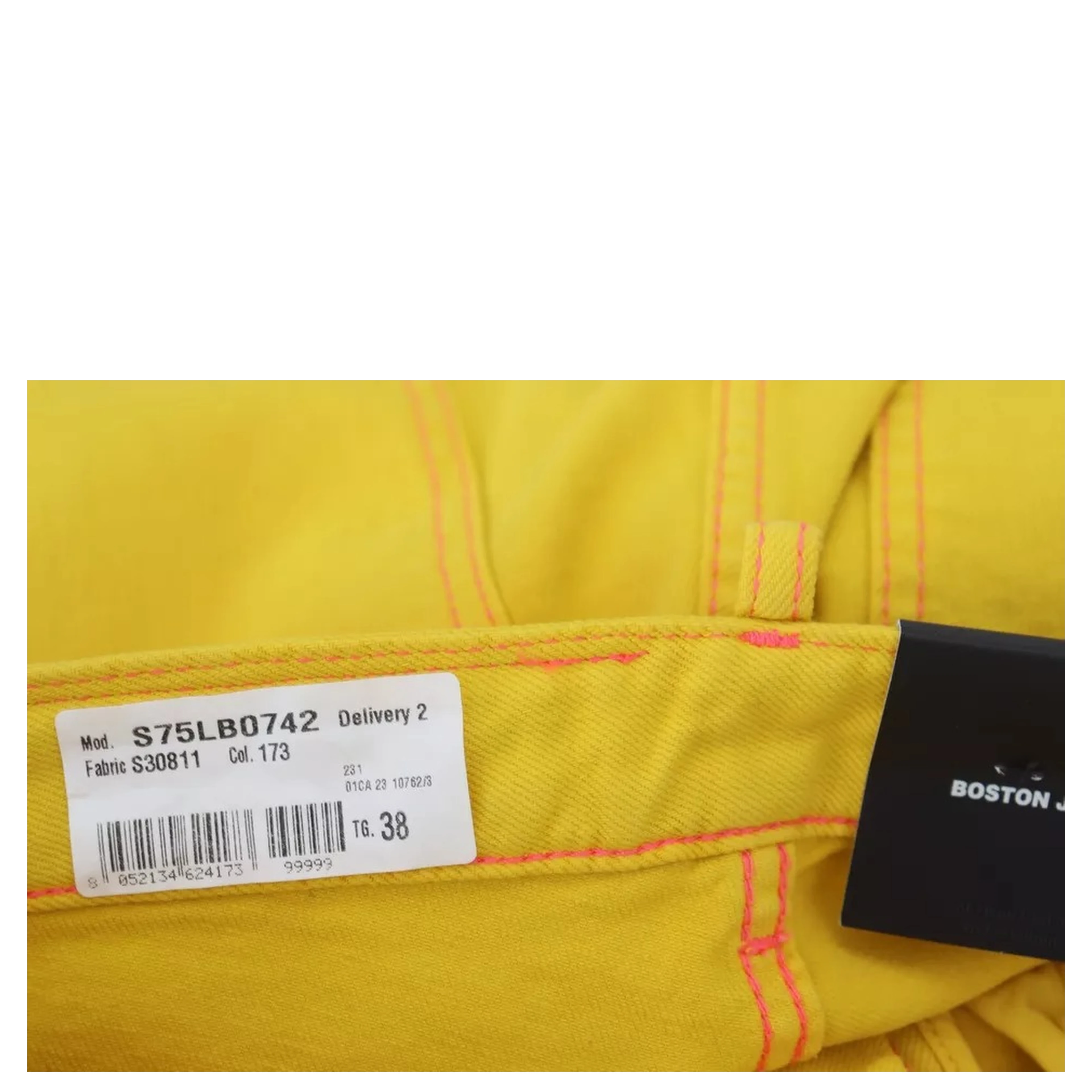 Yellow Cotton High Waist Straight Denim Boston Jeans