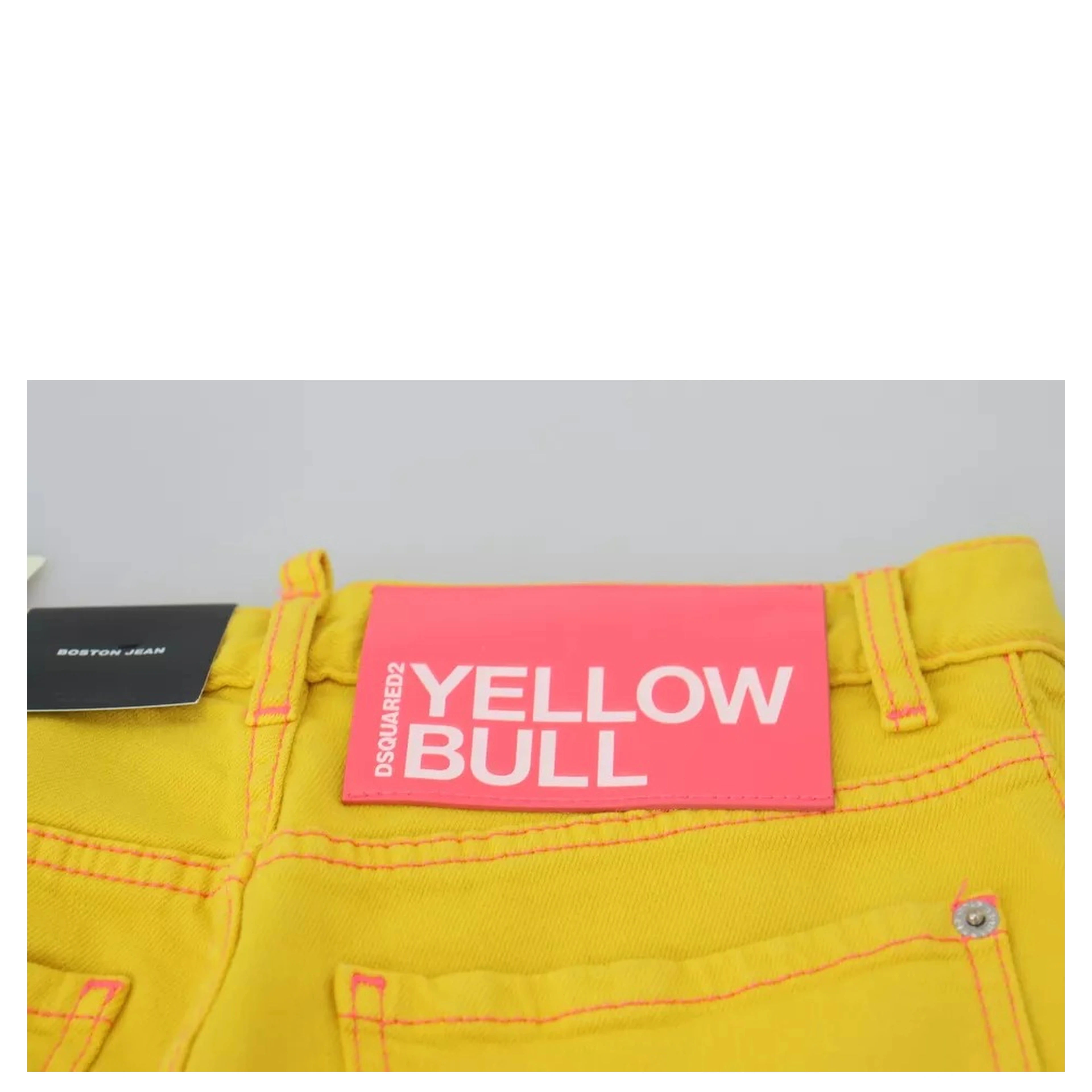 Yellow Cotton High Waist Straight Denim Boston Jeans