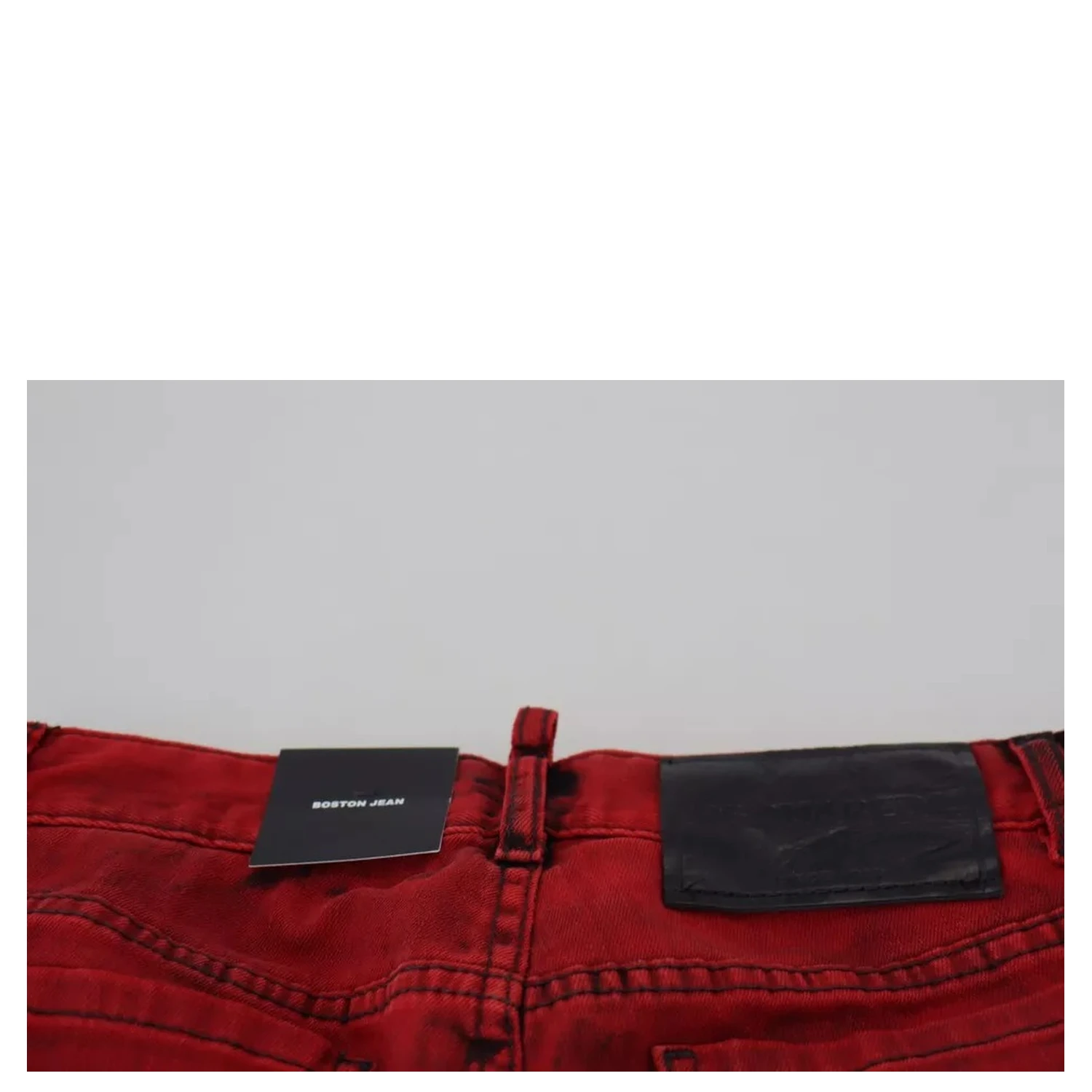 Red Low Waist Cotton Stretch Skinny Pants