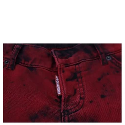 Red Low Waist Cotton Stretch Skinny Pants