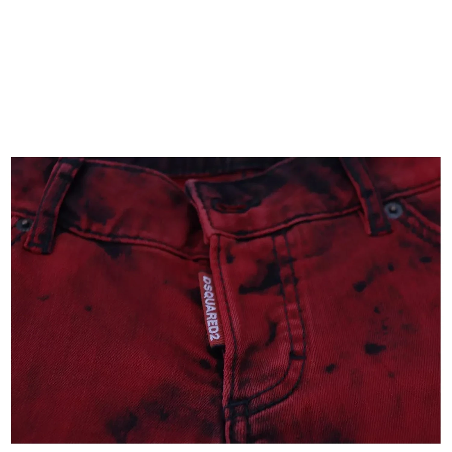 Red Low Waist Cotton Stretch Skinny Pants