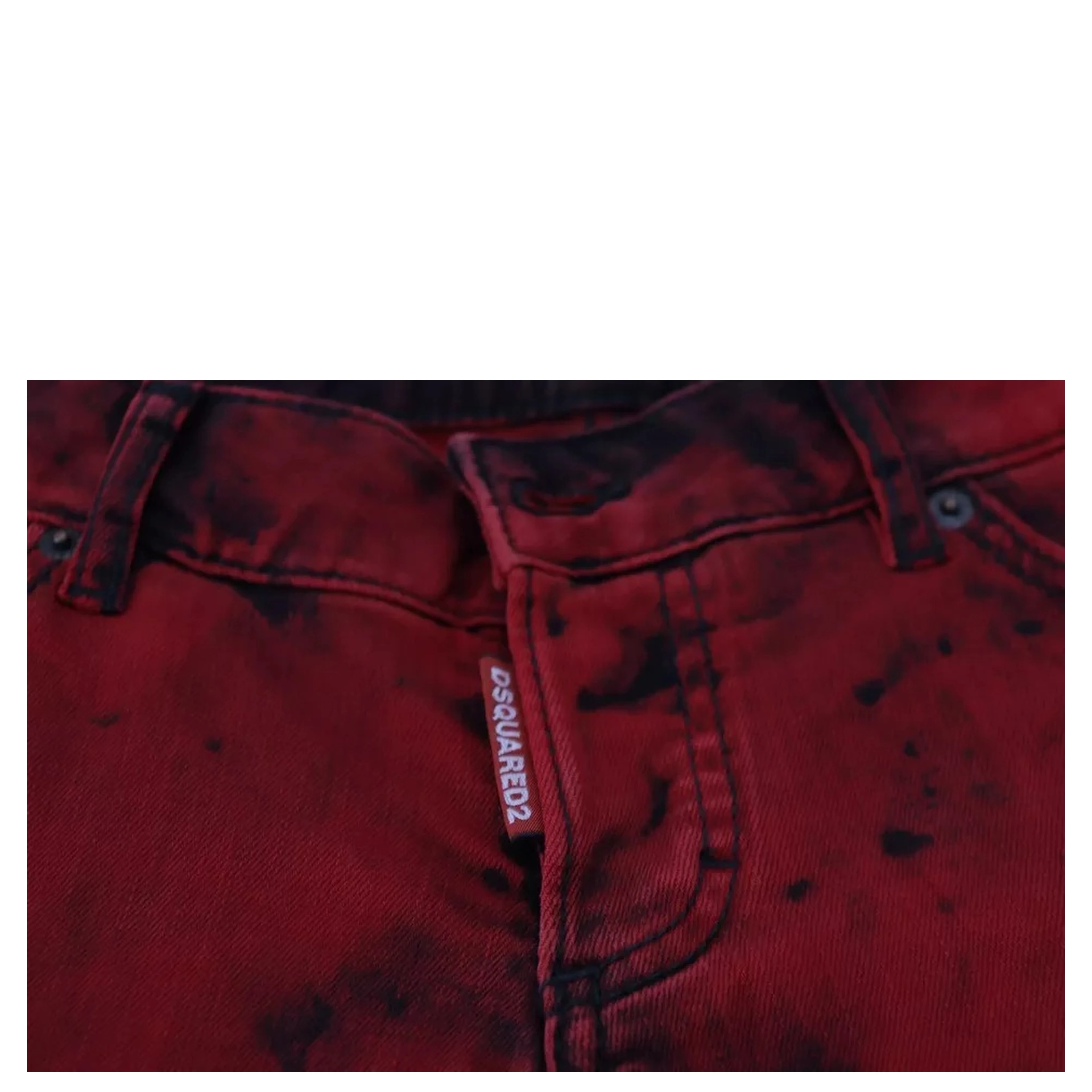 Red Low Waist Cotton Stretch Skinny Pants