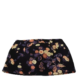 Black Floral Embroidery Mid Waist A-line Mini Skirt