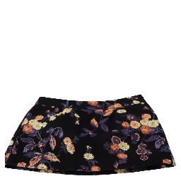 Black Floral Embroidery Mid Waist A-line Mini Skirt