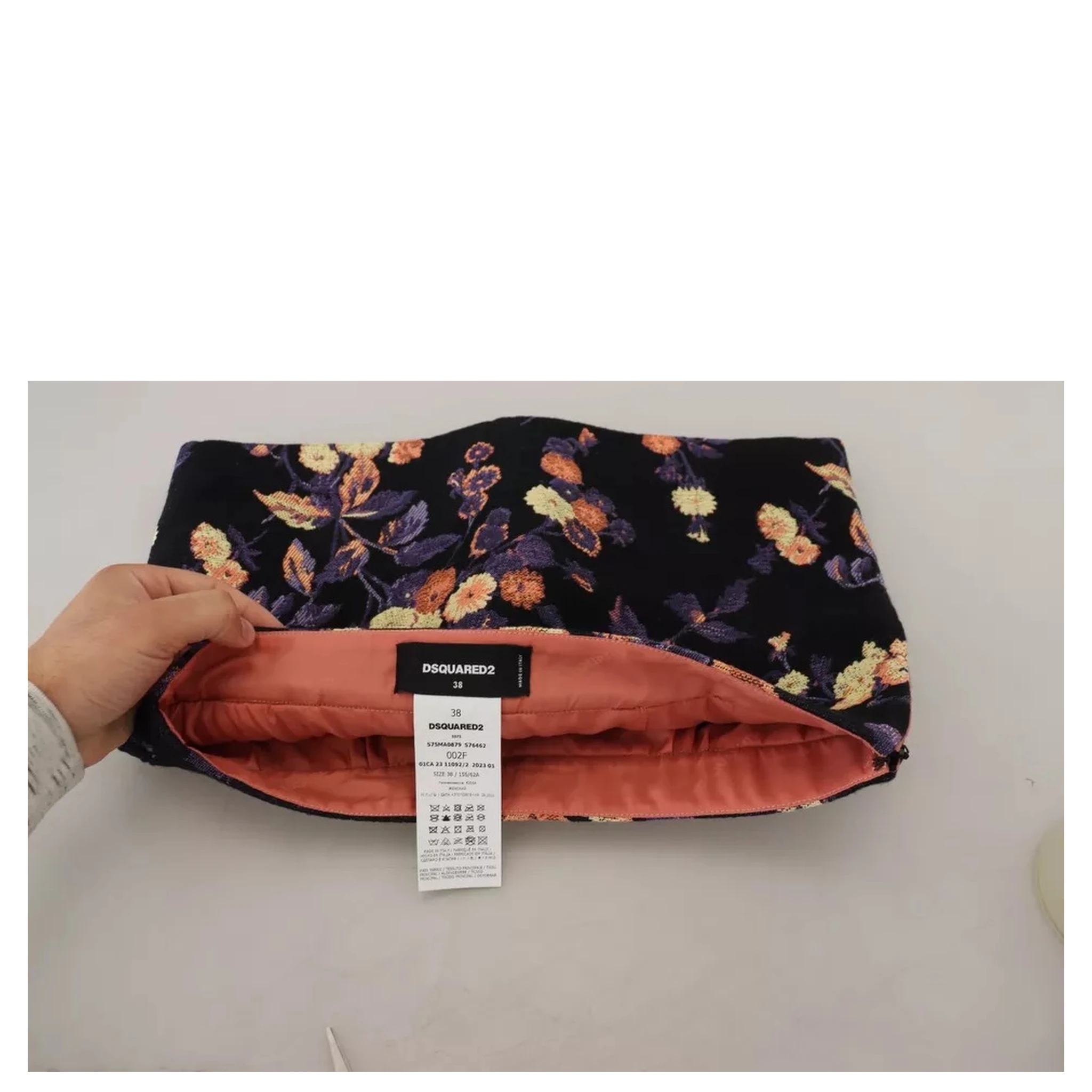 Black Floral Embroidery Mid Waist A-line Mini Skirt