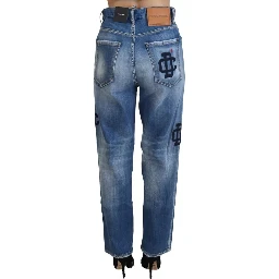 Blue Washed High Waist Straight Denim Boston Jeans