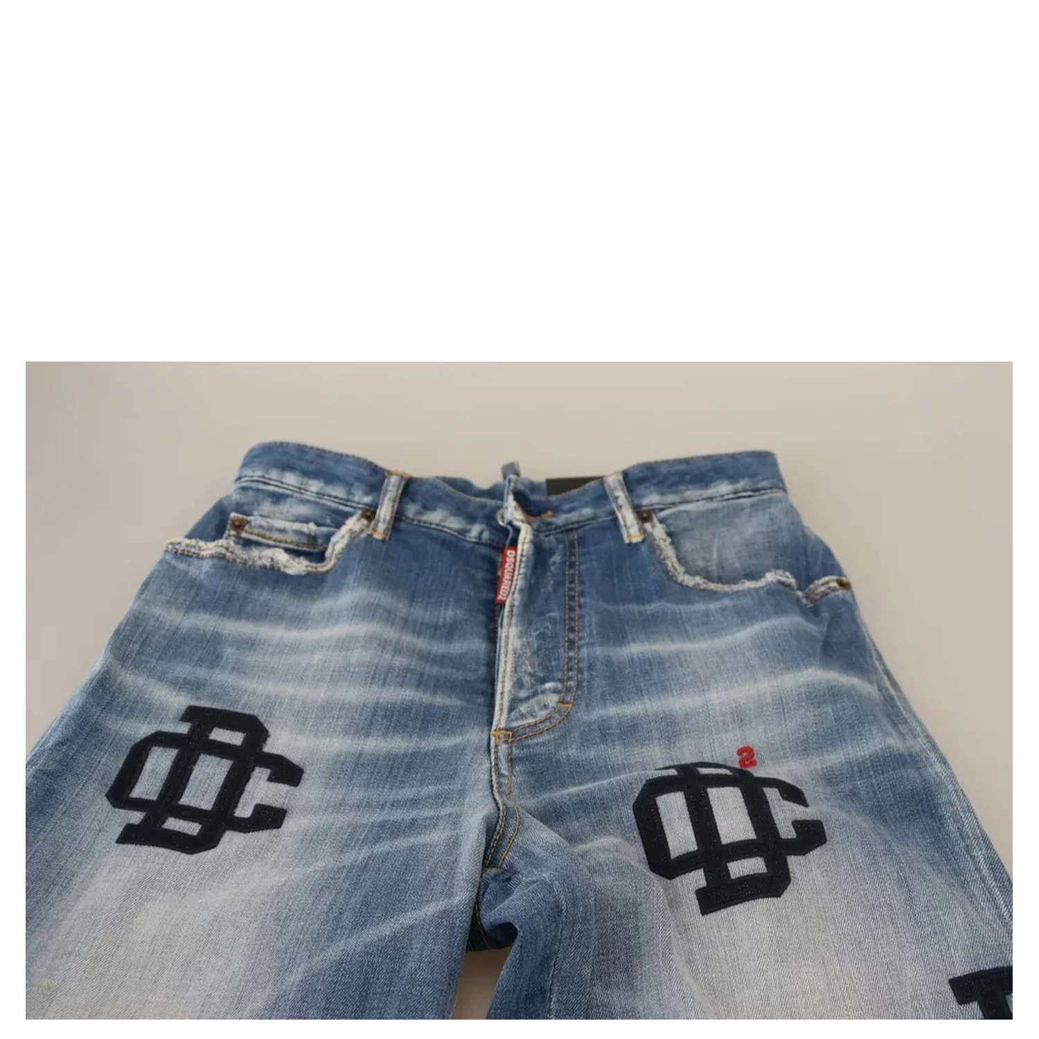 Blue Washed High Waist Straight Denim Boston Jeans