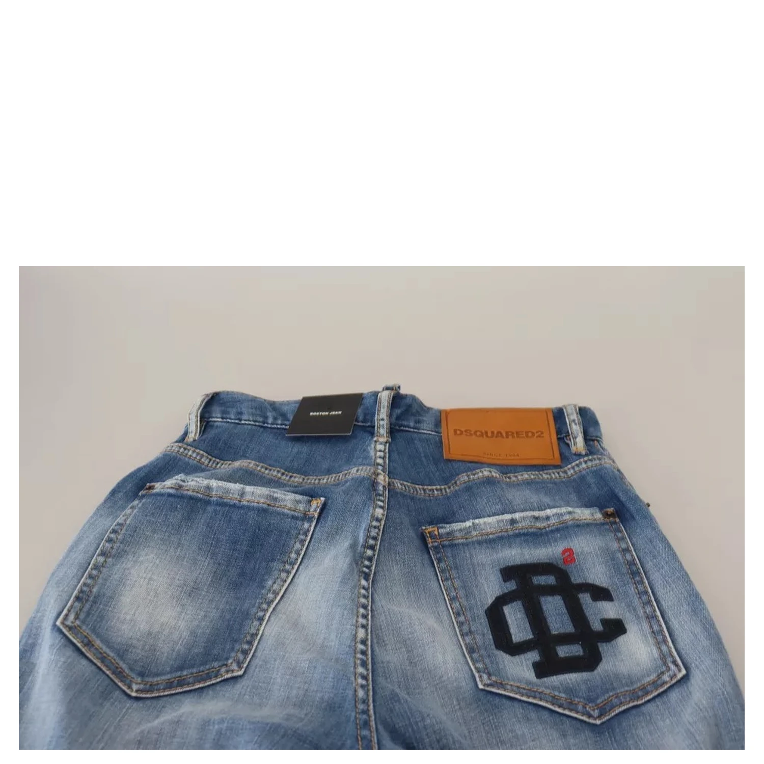 Blue Washed High Waist Straight Denim Boston Jeans