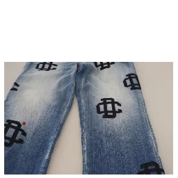 Blue Washed High Waist Straight Denim Boston Jeans