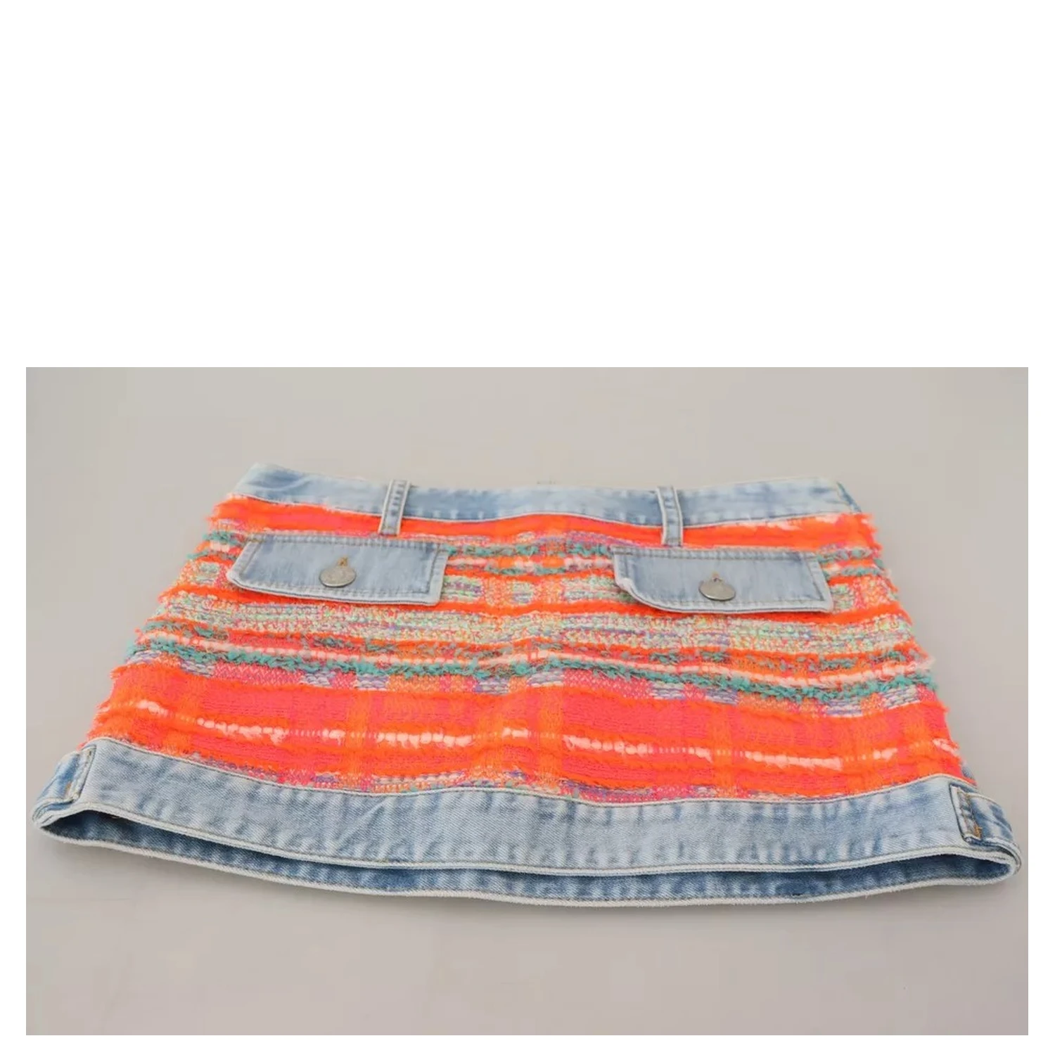 Multicolor Polyester Low Waist A-line Denim Skirt
