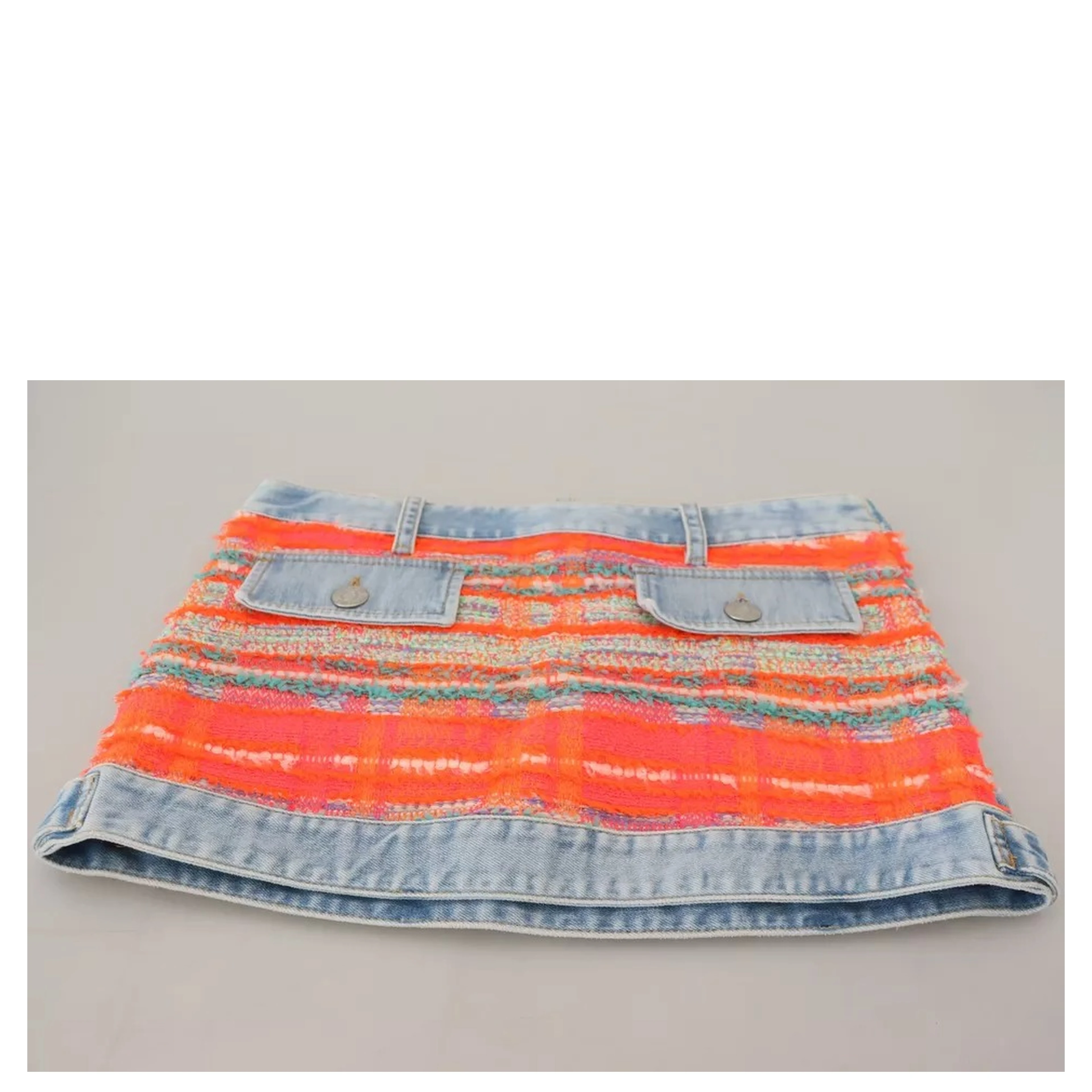 Multicolor Polyester Low Waist A-line Denim Skirt