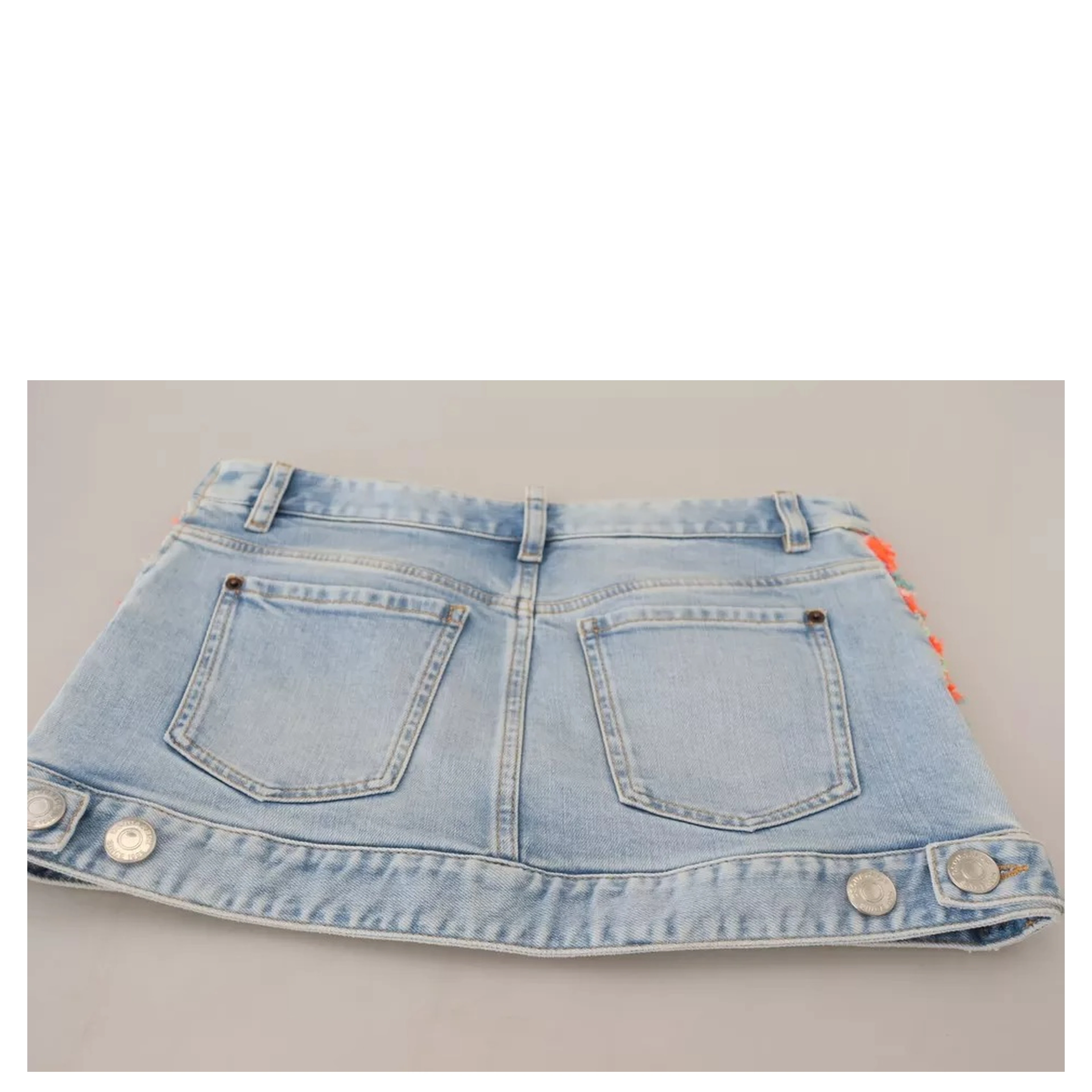 Multicolor Polyester Low Waist A-line Denim Skirt