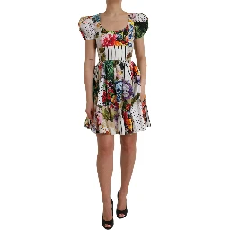 Multicolor Patchwork Cotton Aline Mini Dress