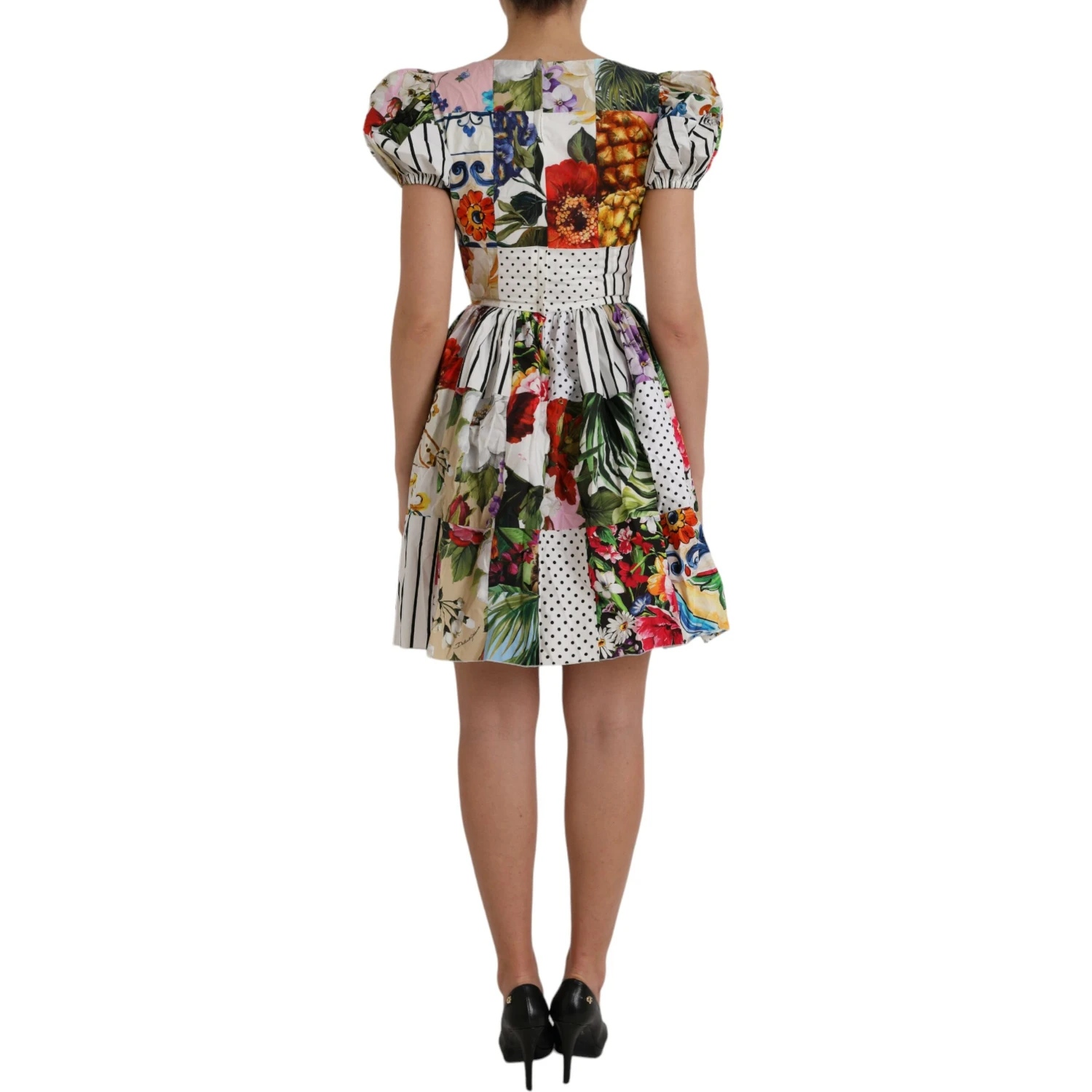 Multicolor Patchwork Cotton Aline Mini Dress