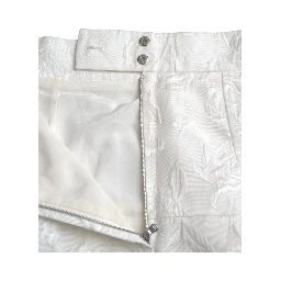 White Floral Brocade Embellished Mini Skirt