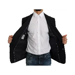 Blue Jacquard Slim Floral Jacket Blazer