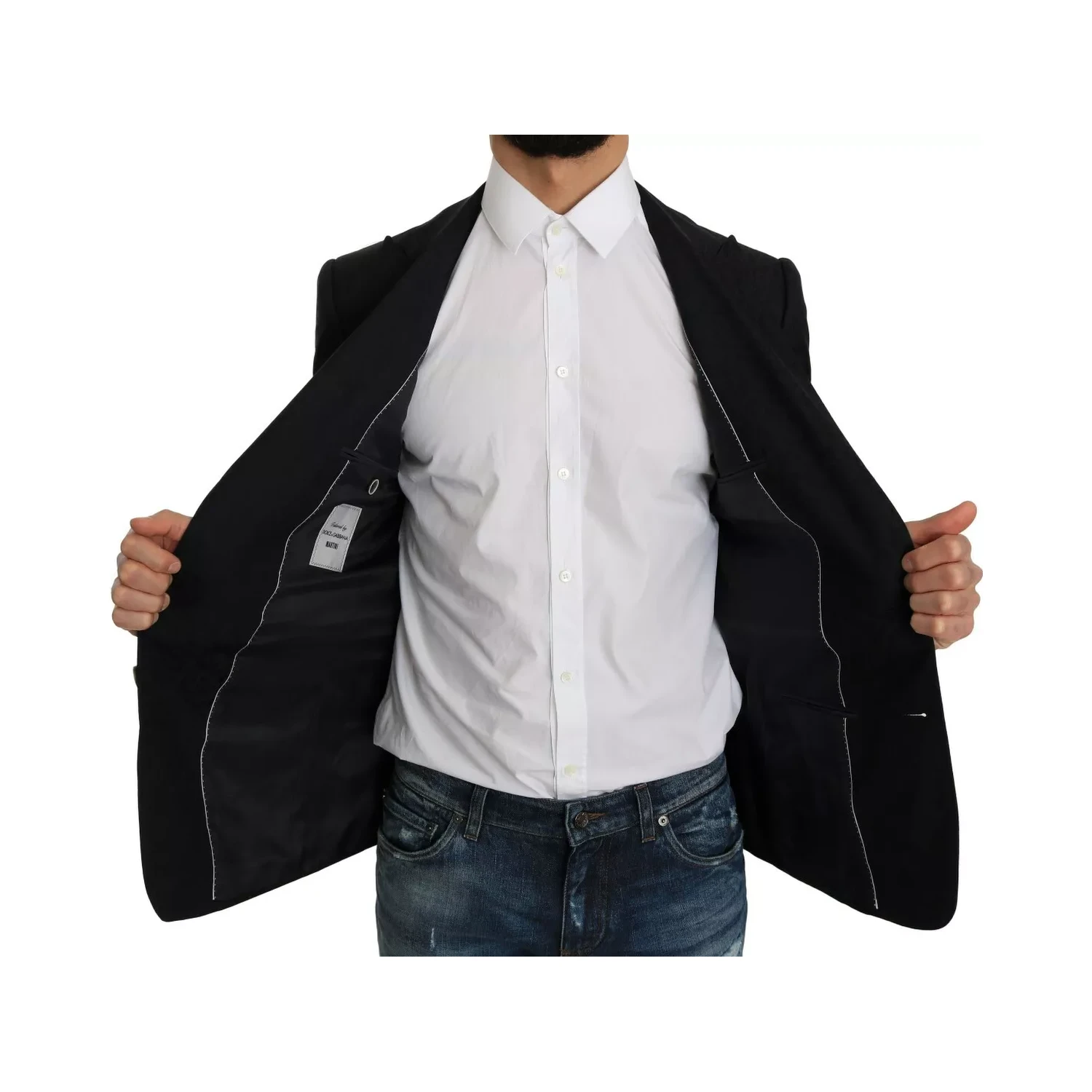 Blue Jacquard Slim Floral Jacket Blazer