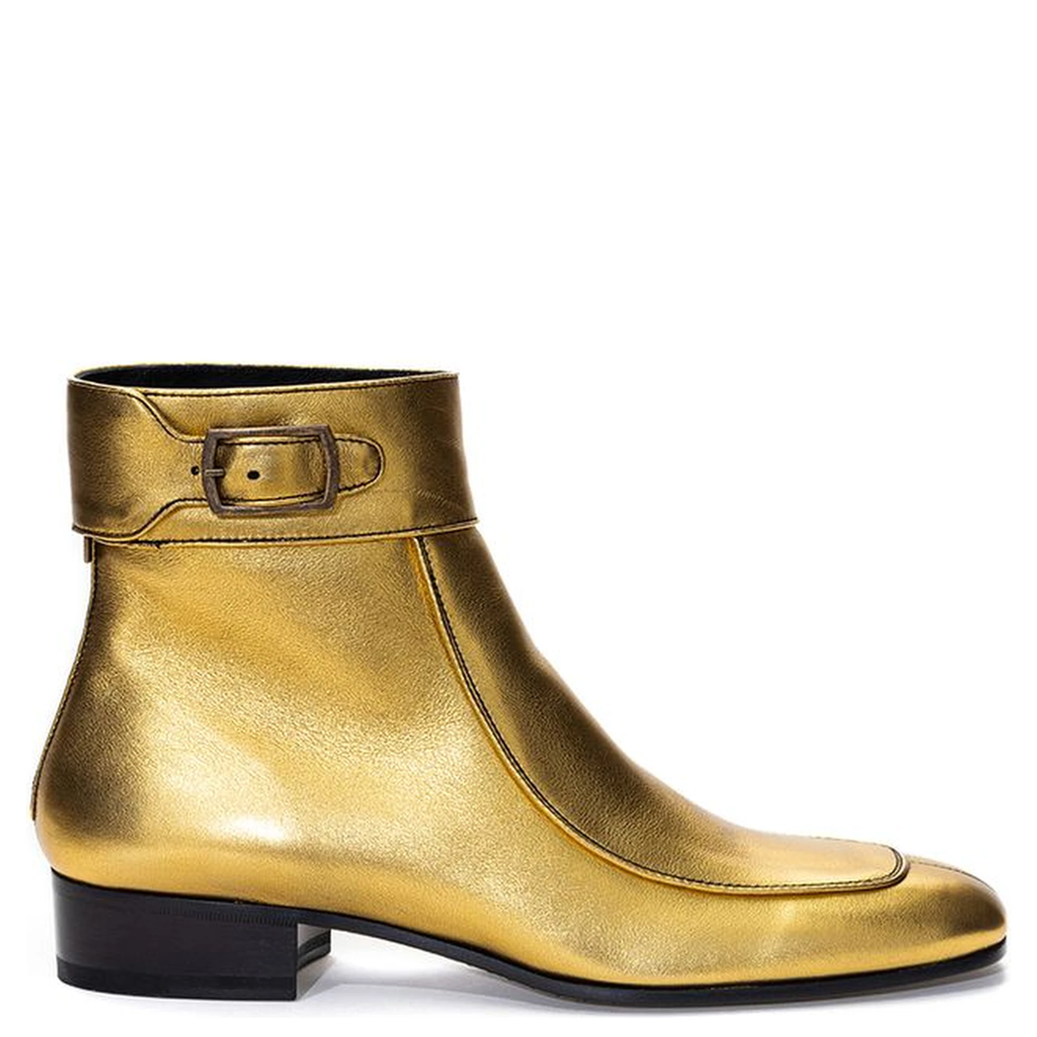 Gold Leather Ankle Boots