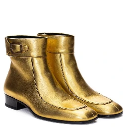 Gold Leather Ankle Boots