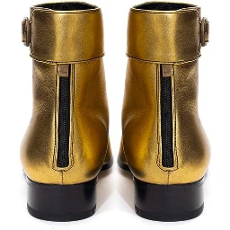 Gold Leather Ankle Boots