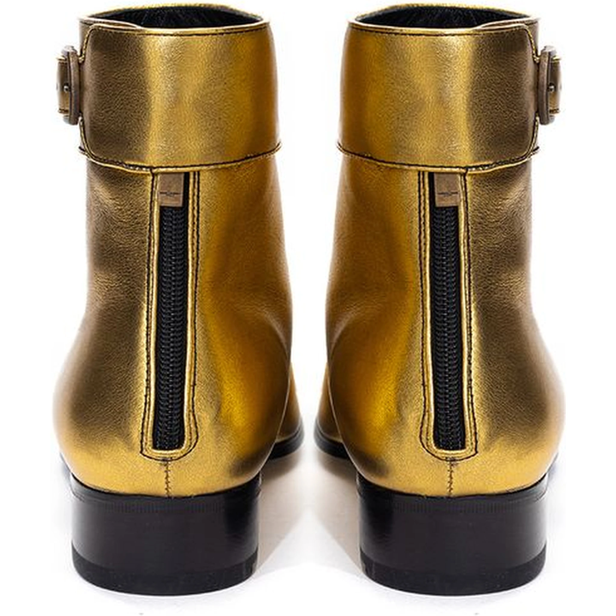 Gold Leather Ankle Boots