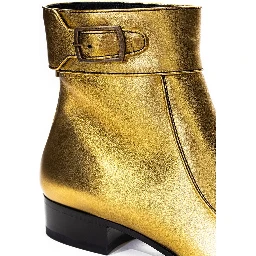 Gold Leather Ankle Boots