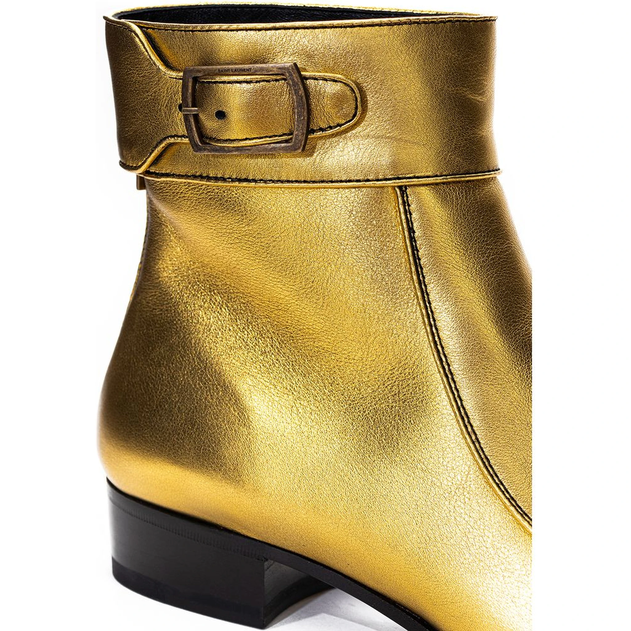 Gold Leather Ankle Boots